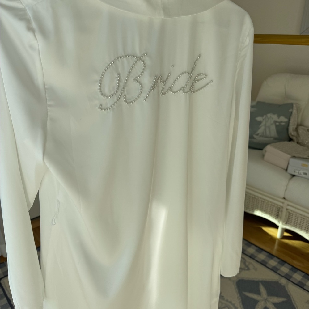 Hutch Ivory Bride Robe with Pearl Detail